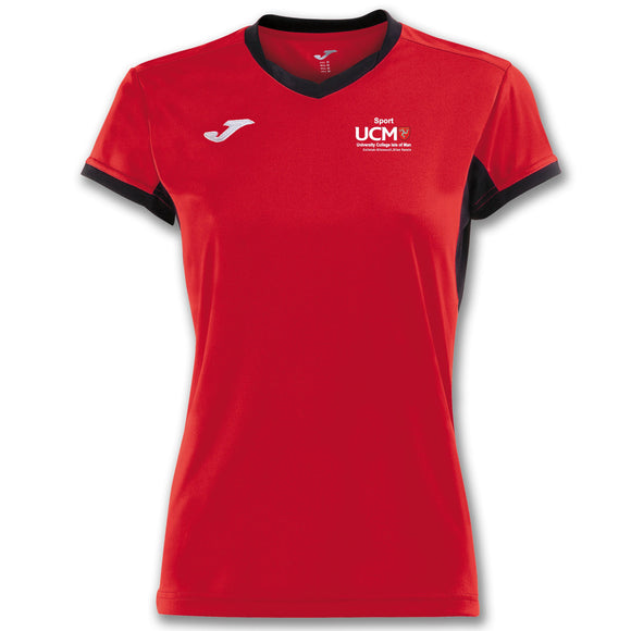 T-SHIRT CHAMPION IV RED-BLACK S/S WOMAN University College Isle Of Man