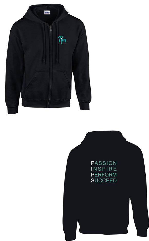 Pips Dance Academy Zipped Hoody with Text on back